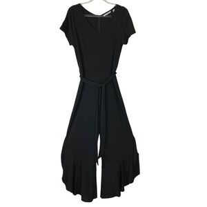 ISAAC‎ MIZRAHI LIVE Black Wide Leg Jumpsuit With Belt Small Boho Y2K Classy Cute
